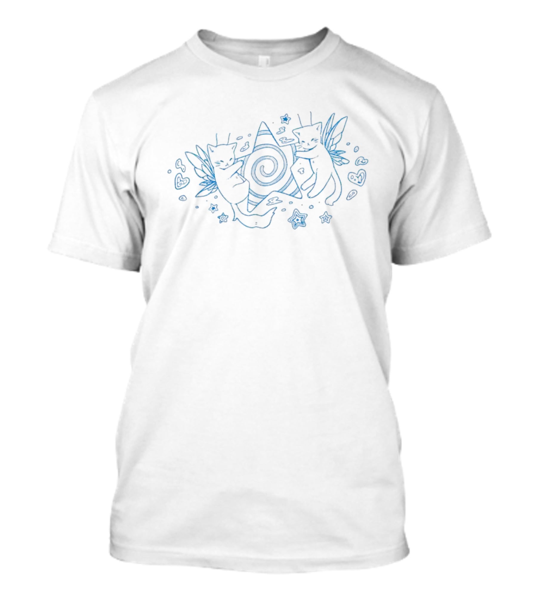 Star Kitties Cosmic Spiral Cats With Wings And Hearts T-Shirt
