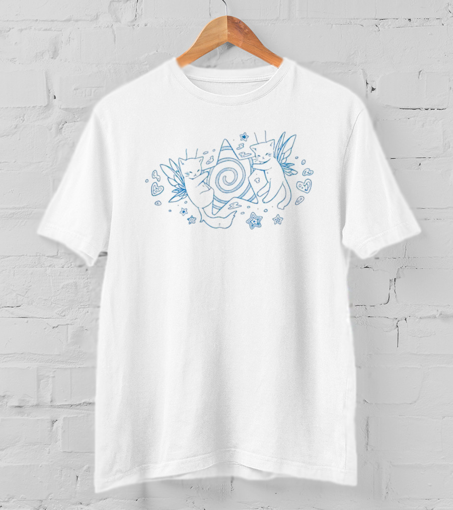 Star Kitties Cosmic Spiral Cats With Wings And Hearts T-Shirt