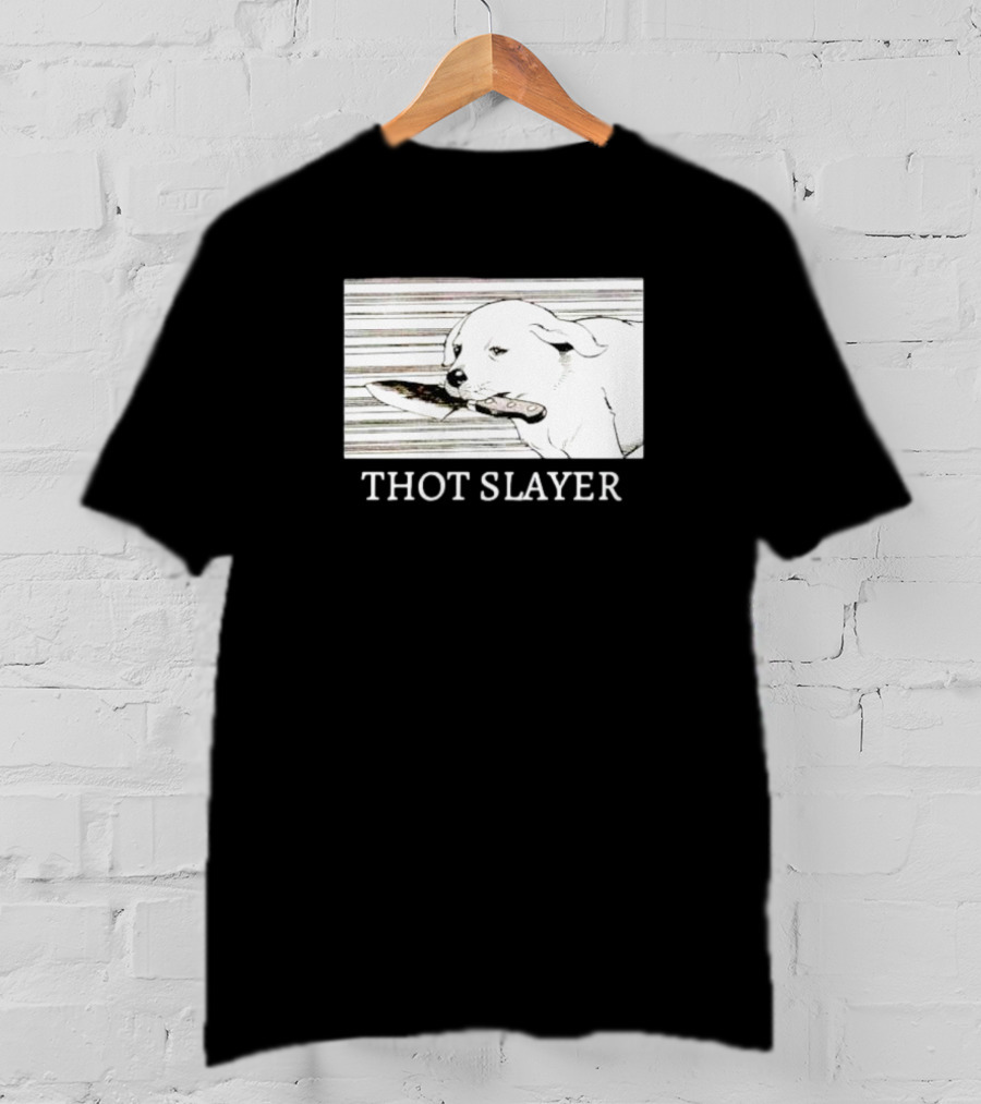 Thot Slayer Dog With Knife T-Shirt