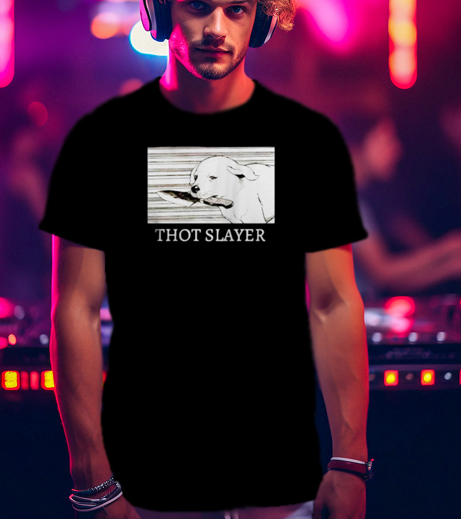 Thot Slayer Dog With Knife T-Shirt