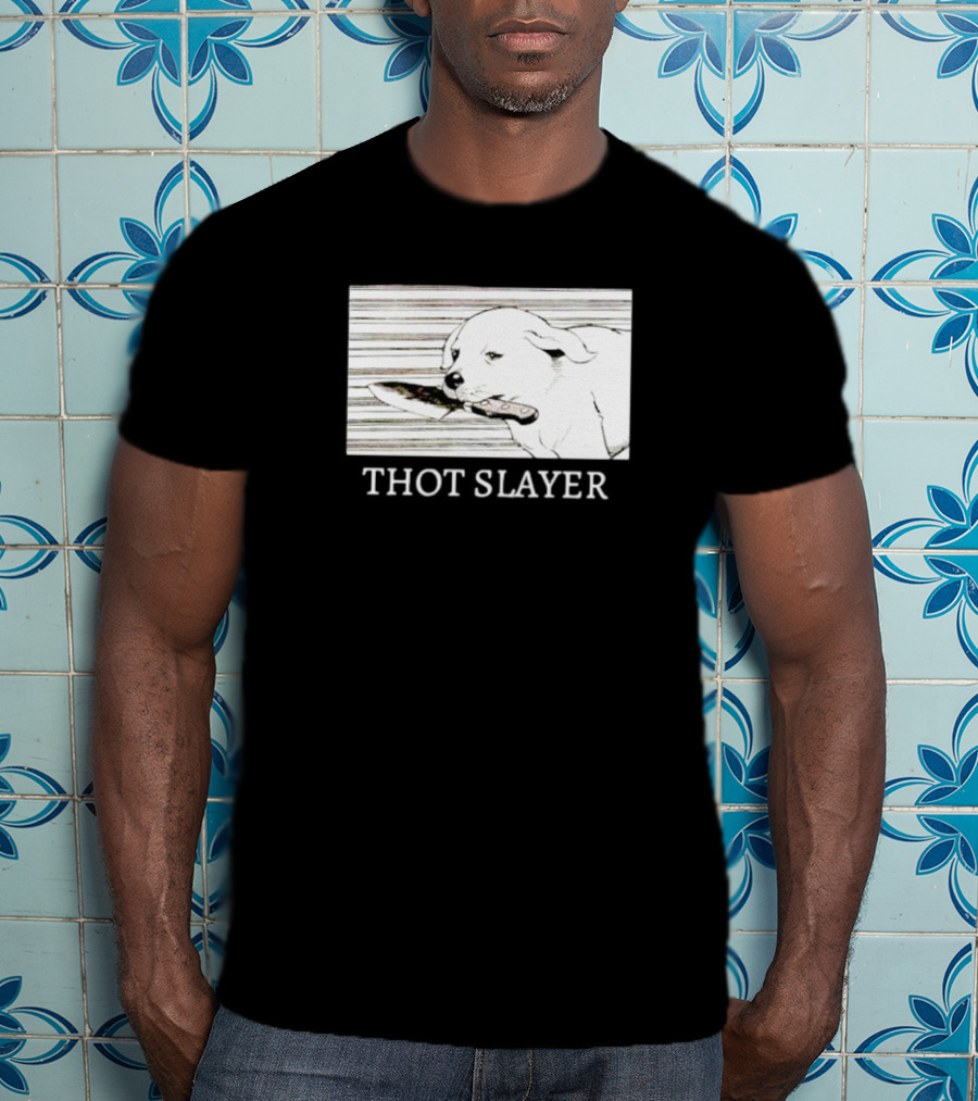 Thot Slayer Dog With Knife T-Shirt
