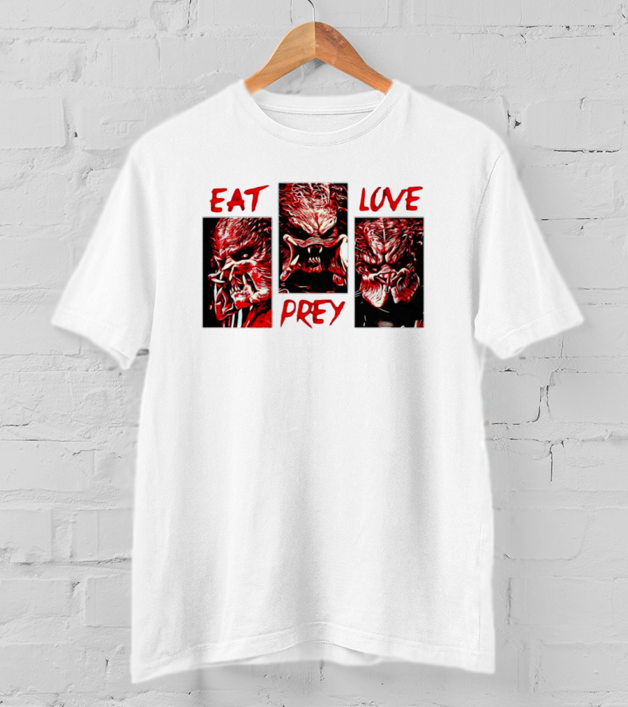 Eat Prey Love Predator Red Creature Faces T-Shirt