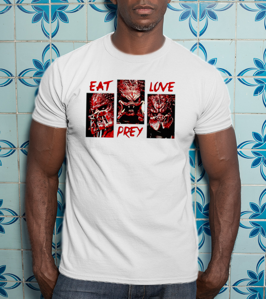 Eat Prey Love Predator Red Creature Faces T-Shirt