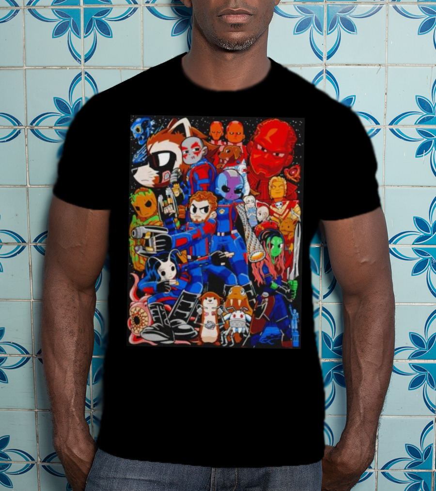 Guardians Of The Galaxy Galactic Pilgrim Cartoon Characters Ensemble T-Shirt