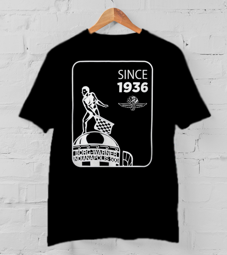 Since 1936 Borg Warner Indianapolis 500 Wing Wheel Flag Trophy T-Shirt