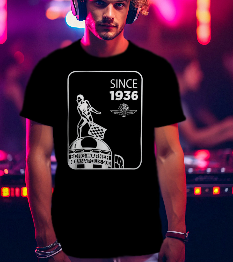 Since 1936 Borg Warner Indianapolis 500 Wing Wheel Flag Trophy T-Shirt