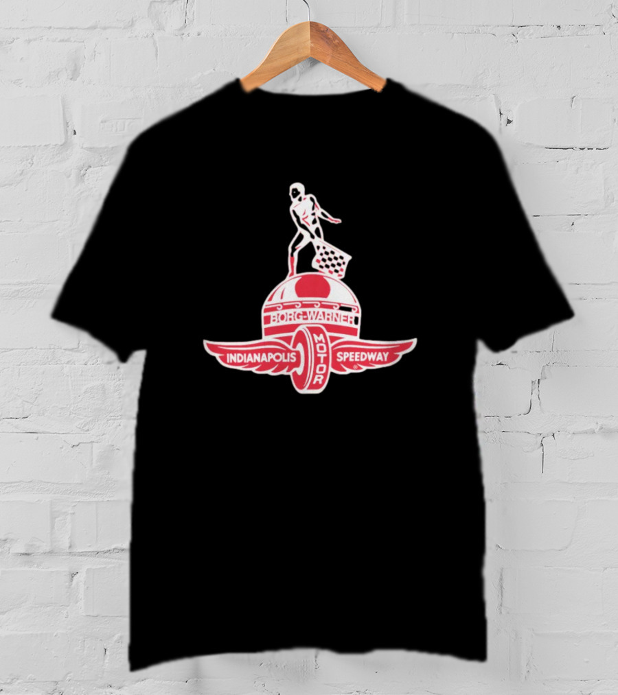 Indianapolis Motor Speedway Borg Warner Winged Wheel Flag Trophy T-Shirt