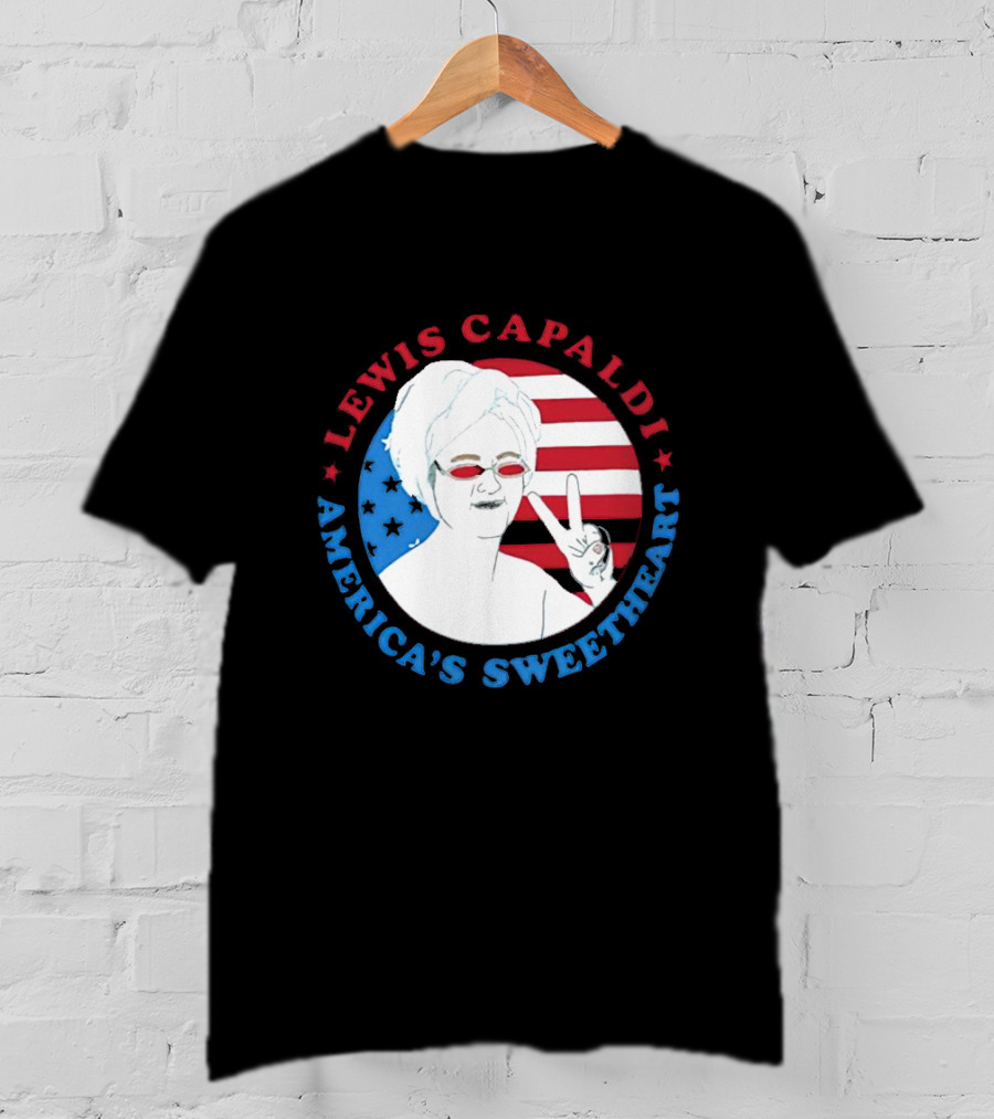 Lewis Capaldi America’s Sweetheart Peace Sign And Flag T-Shirt
