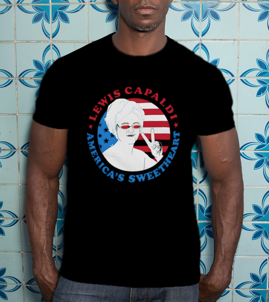 Lewis Capaldi America’s Sweetheart Peace Sign And Flag T-Shirt