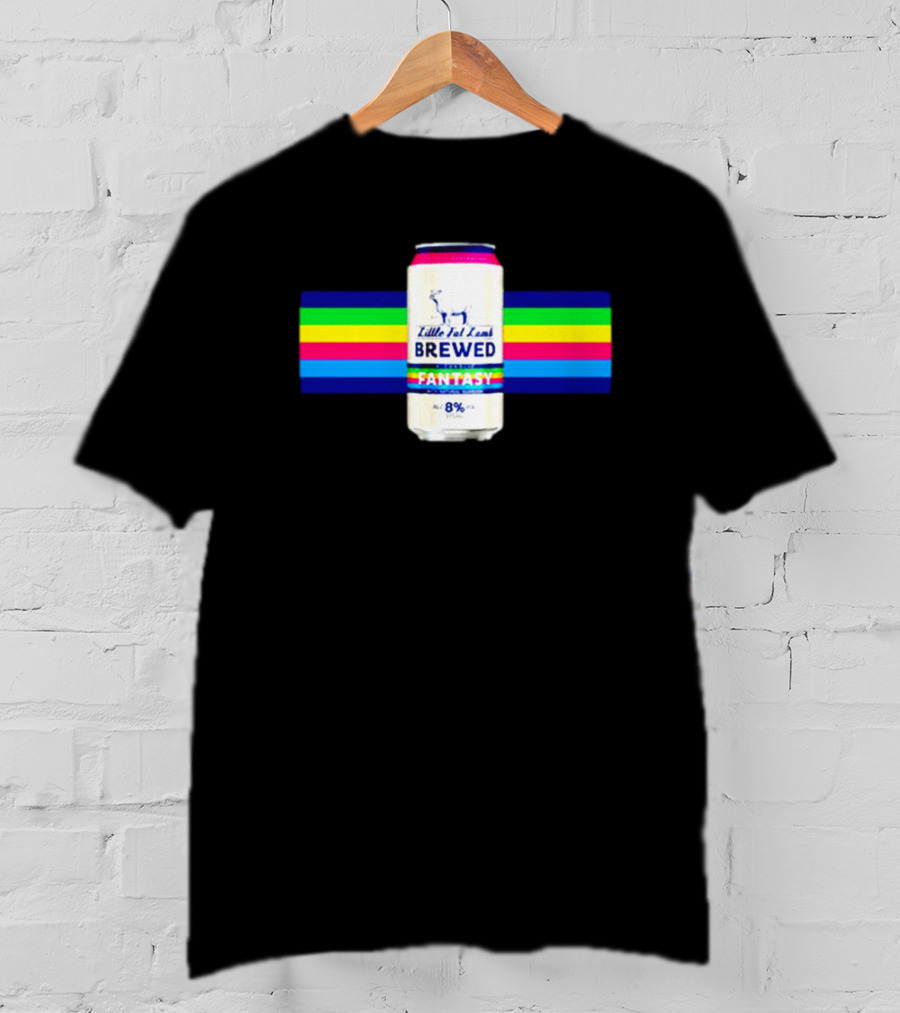 Little Fat Lamb Brewed Fantasy 8% Can With Rainbow Stripes T-Shirt