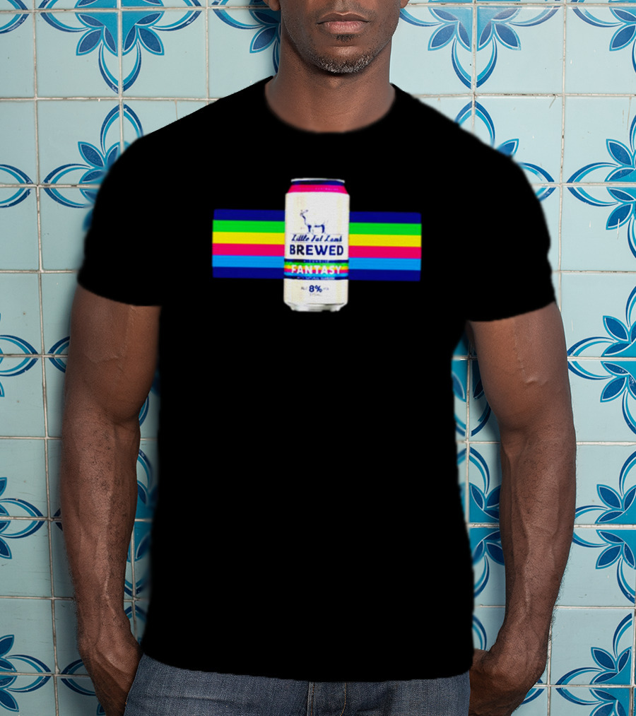Little Fat Lamb Brewed Fantasy 8% Can With Rainbow Stripes T-Shirt