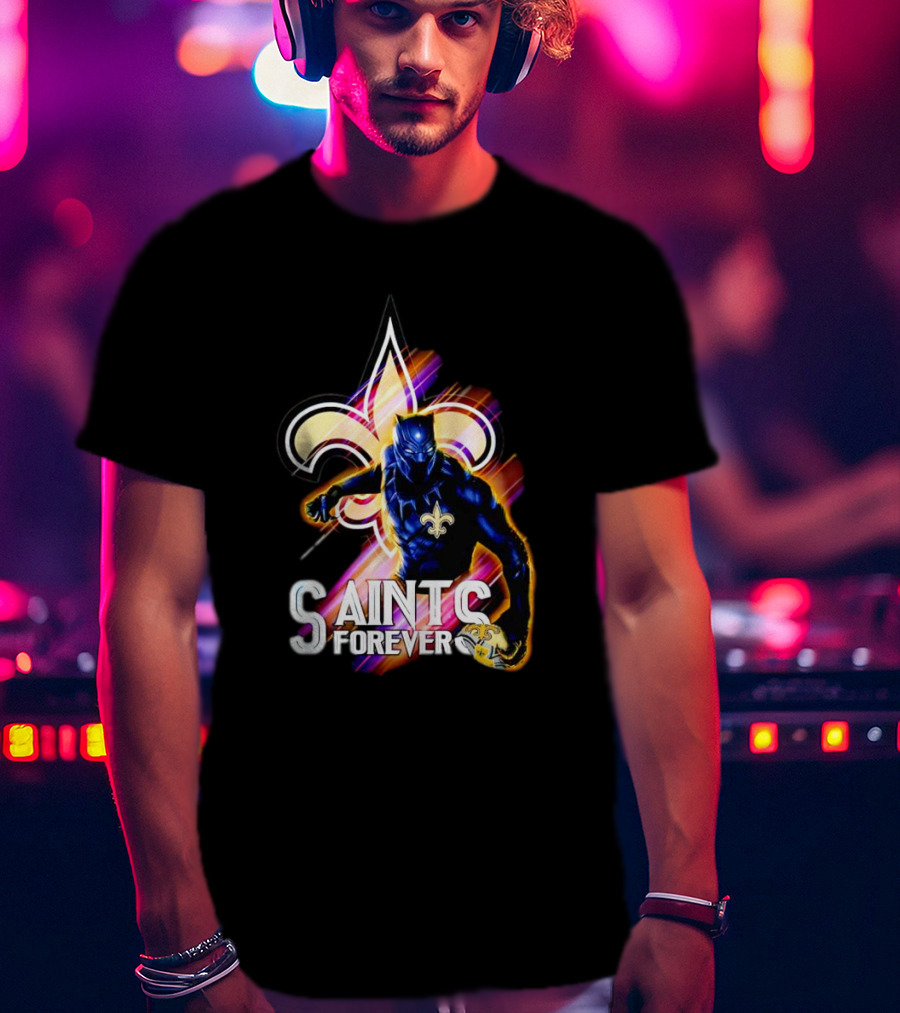 New Orleans Saints Black Panther Saints Forever Fleur De Lis T-Shirt