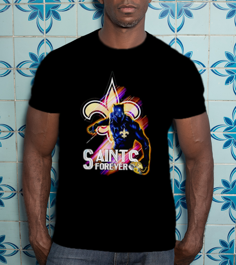 New Orleans Saints Black Panther Saints Forever Fleur De Lis T-Shirt