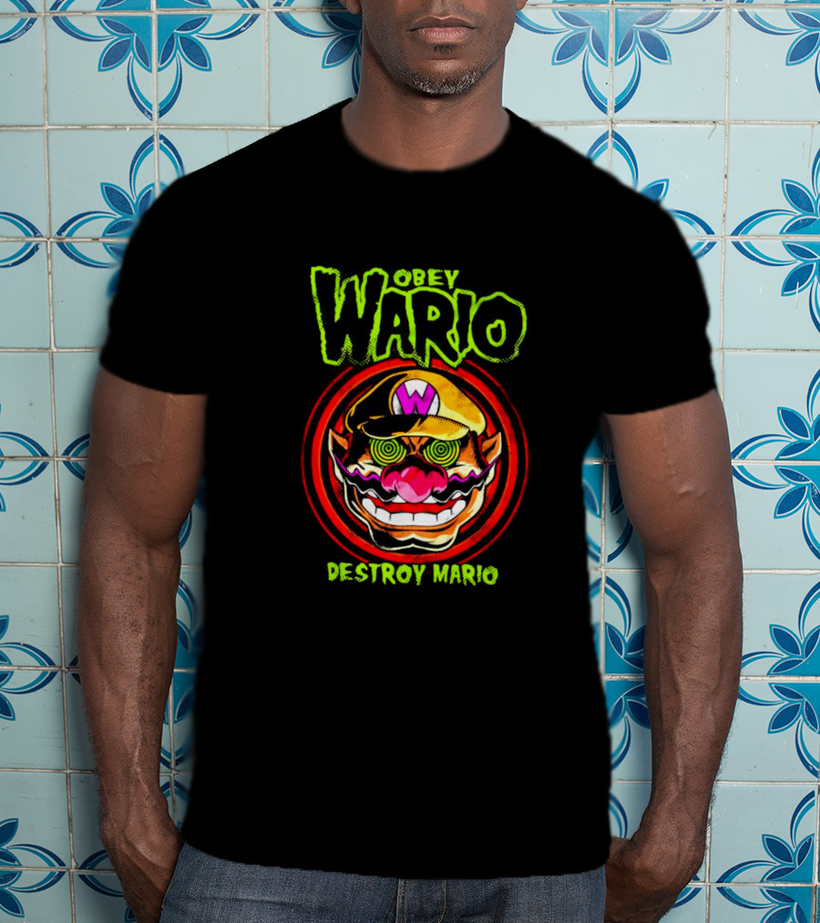 Obey Wario Destroy Mario Retro Gaming T-Shirt