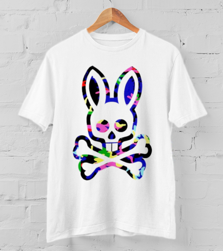 Psycho Bunny Colorful Rabbit Skull Crossbones T-Shirt