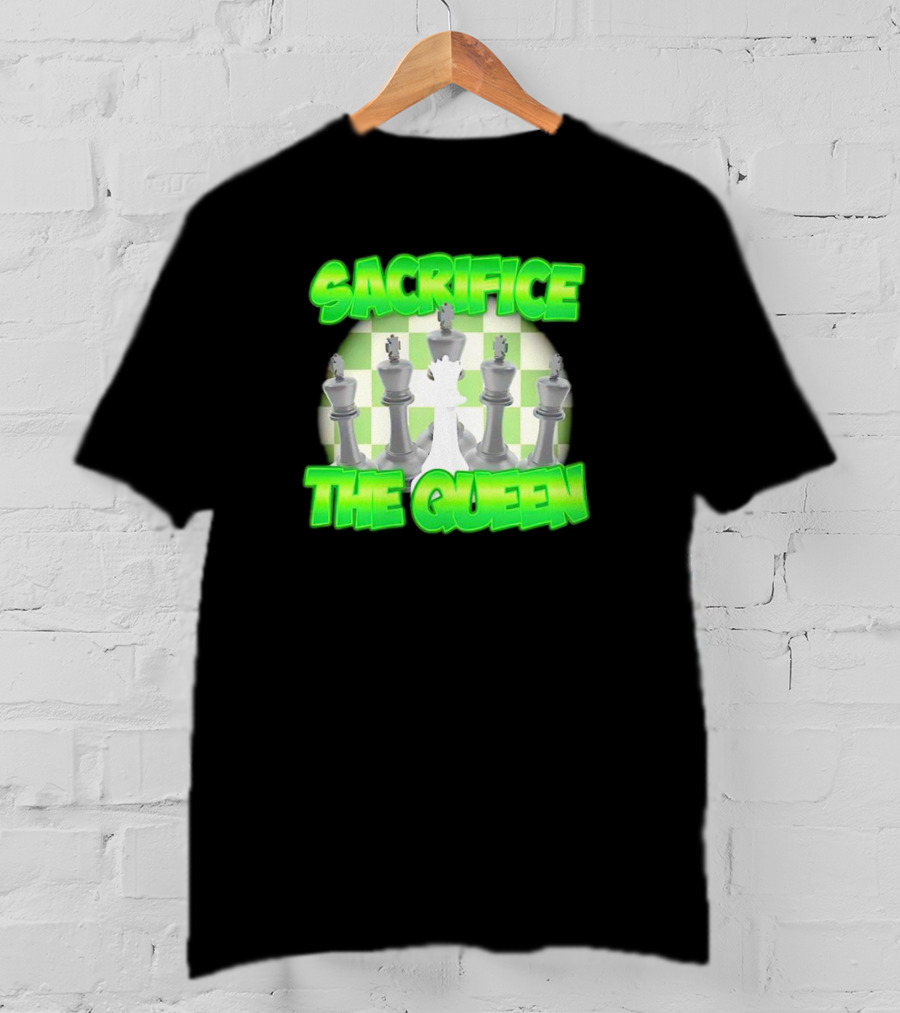 Sacrifice The Queen Chess Strategy Checkered Background T-Shirt