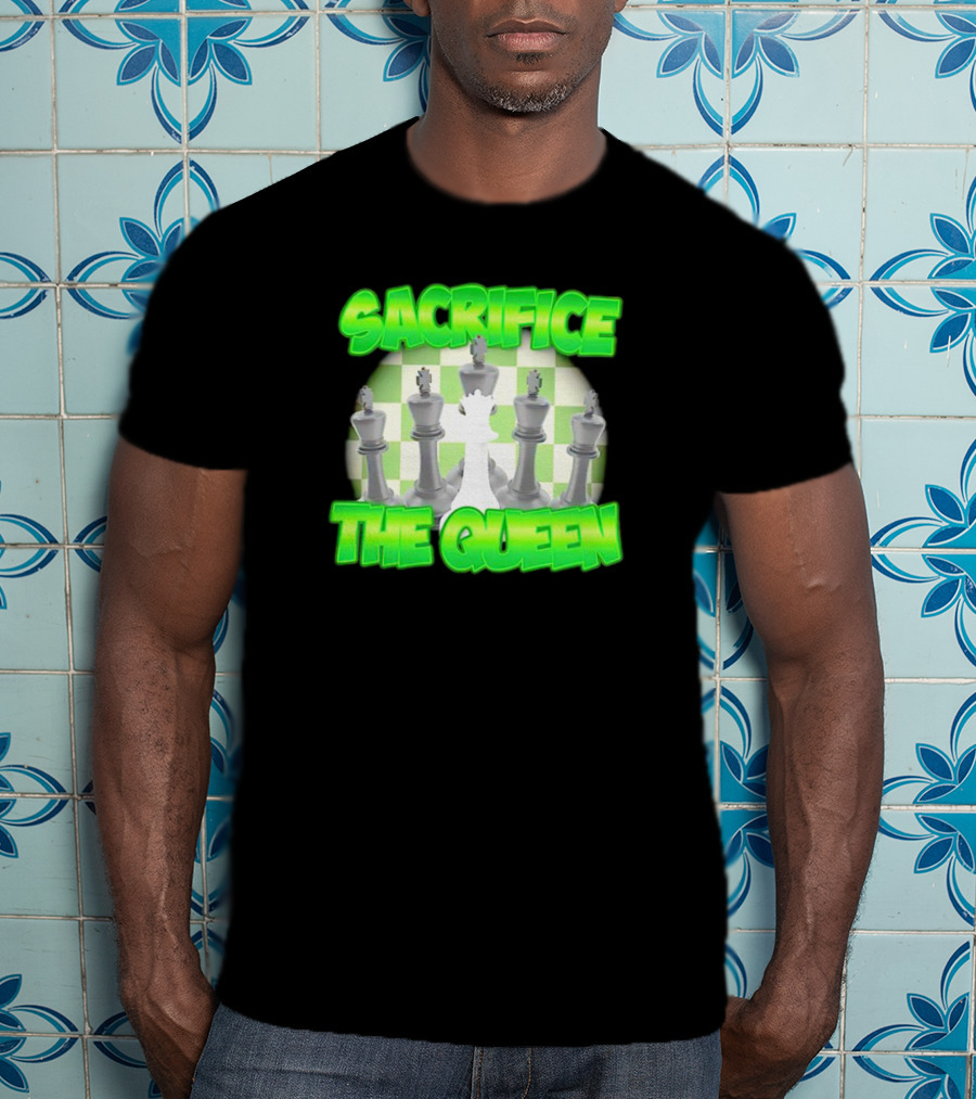 Sacrifice The Queen Chess Strategy Checkered Background T-Shirt