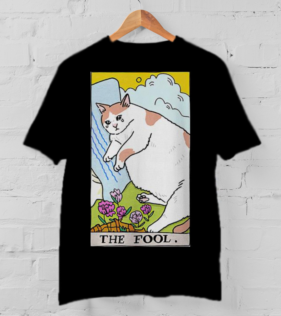 Sad Cat The Fool Tarot Card Cute Feline T-Shirt