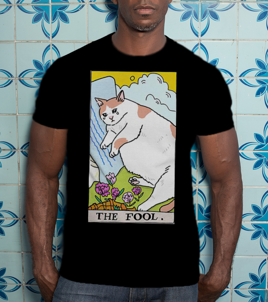 Sad Cat The Fool Tarot Card Cute Feline T-Shirt