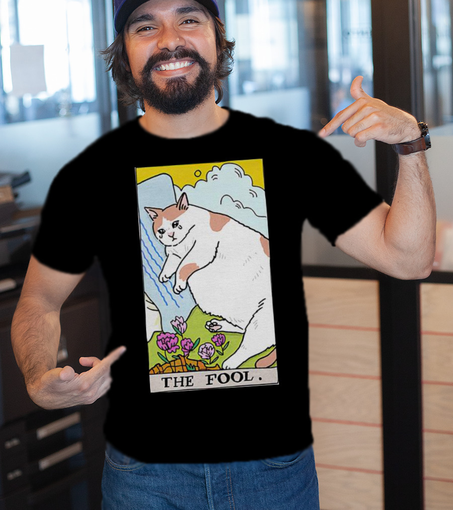 Sad Cat The Fool Tarot Card Cute Feline T-Shirt
