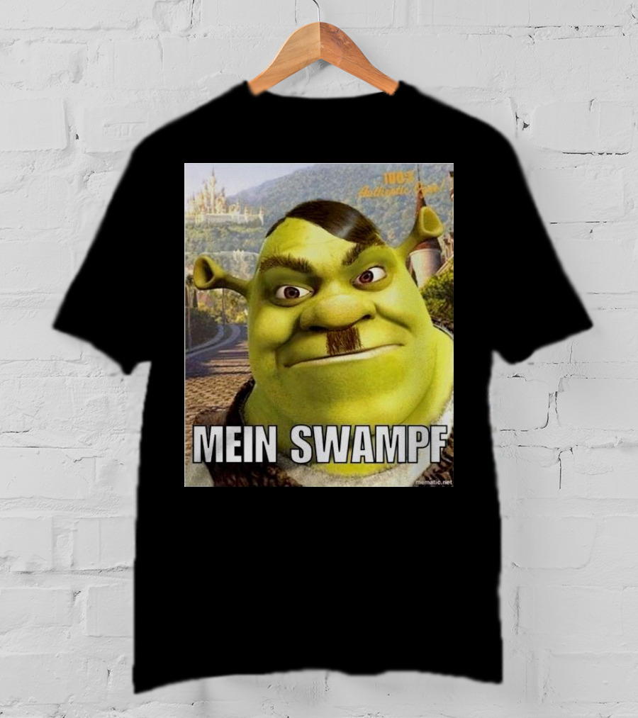 Shrek Mein Swampf Mematic Pixel Art Castle Background T-Shirt