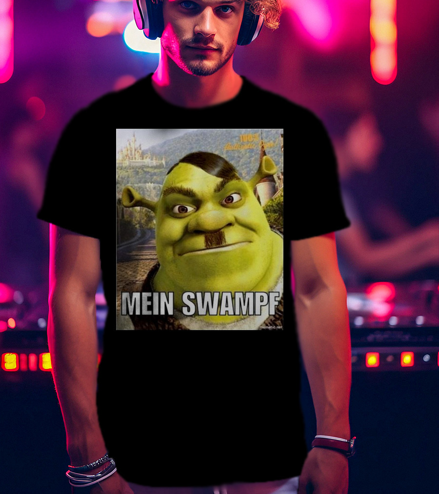 Shrek Mein Swampf Mematic Pixel Art Castle Background T-Shirt