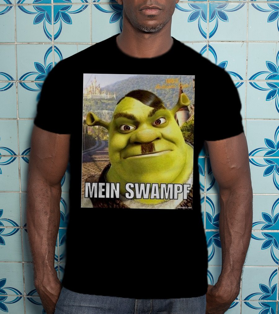 Shrek Mein Swampf Mematic Pixel Art Castle Background T-Shirt