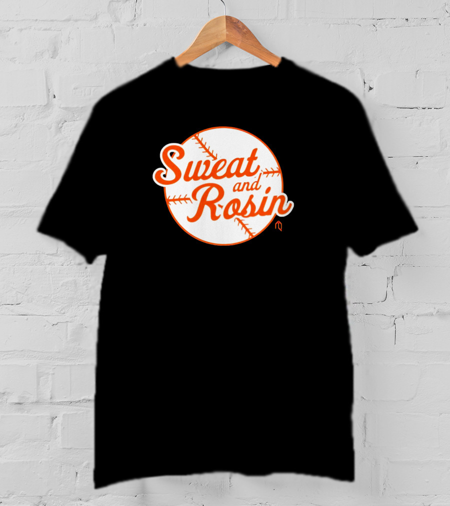 Sweat And Rosin Baseball White Orange Baseball Stitch Circular T-Shirt