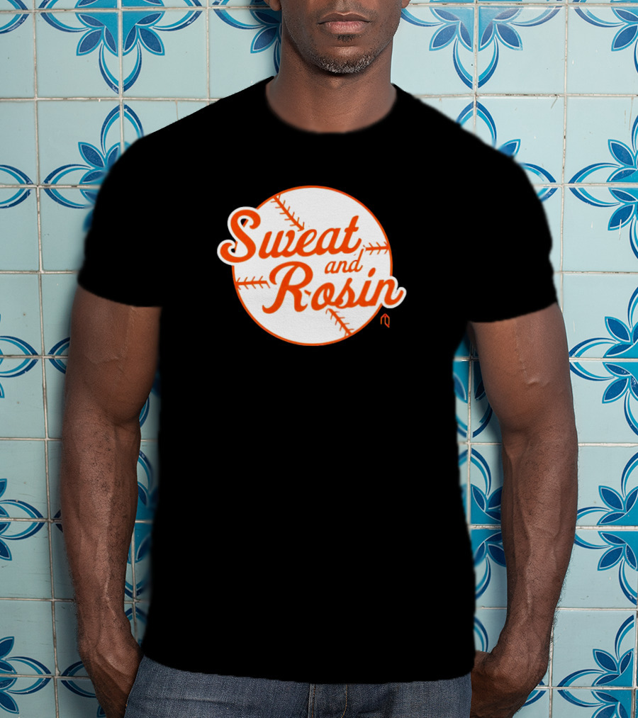Sweat And Rosin Baseball White Orange Baseball Stitch Circular T-Shirt