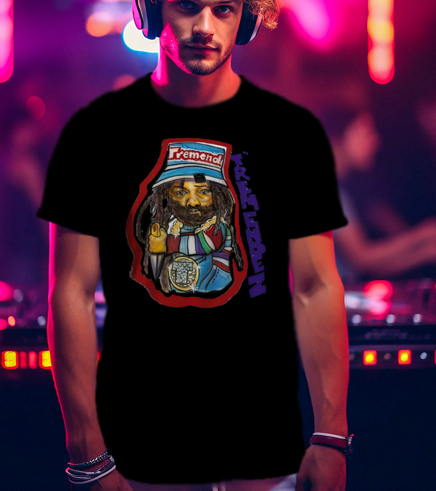 Tremendz Tremendez King Phade Art Stylized Character With Colorful Clothing And Hat T-Shirt