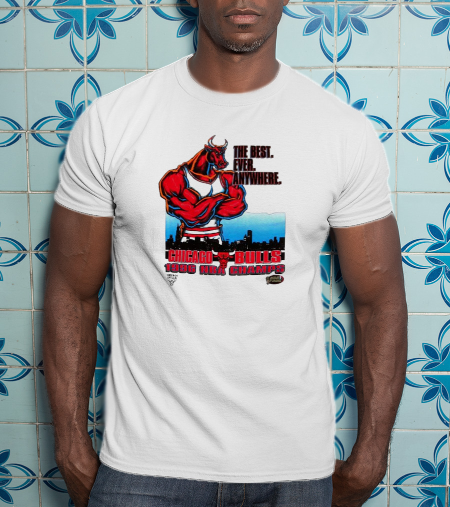 Chicago Bulls 1996 NBA Champs The Best Ever Anywhere Bulls United Center Skyline T-Shirt