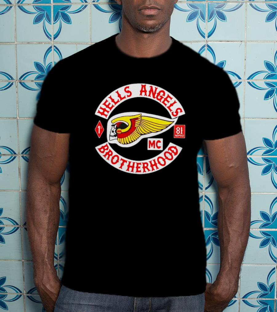 Hells Angels Brotherhood MC Skull Wing 81 Nomad 1% T-Shirt