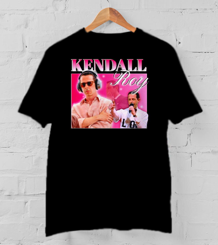 Kendall Roy Vintage Homage Pink Background Music And Microphone T-Shirt