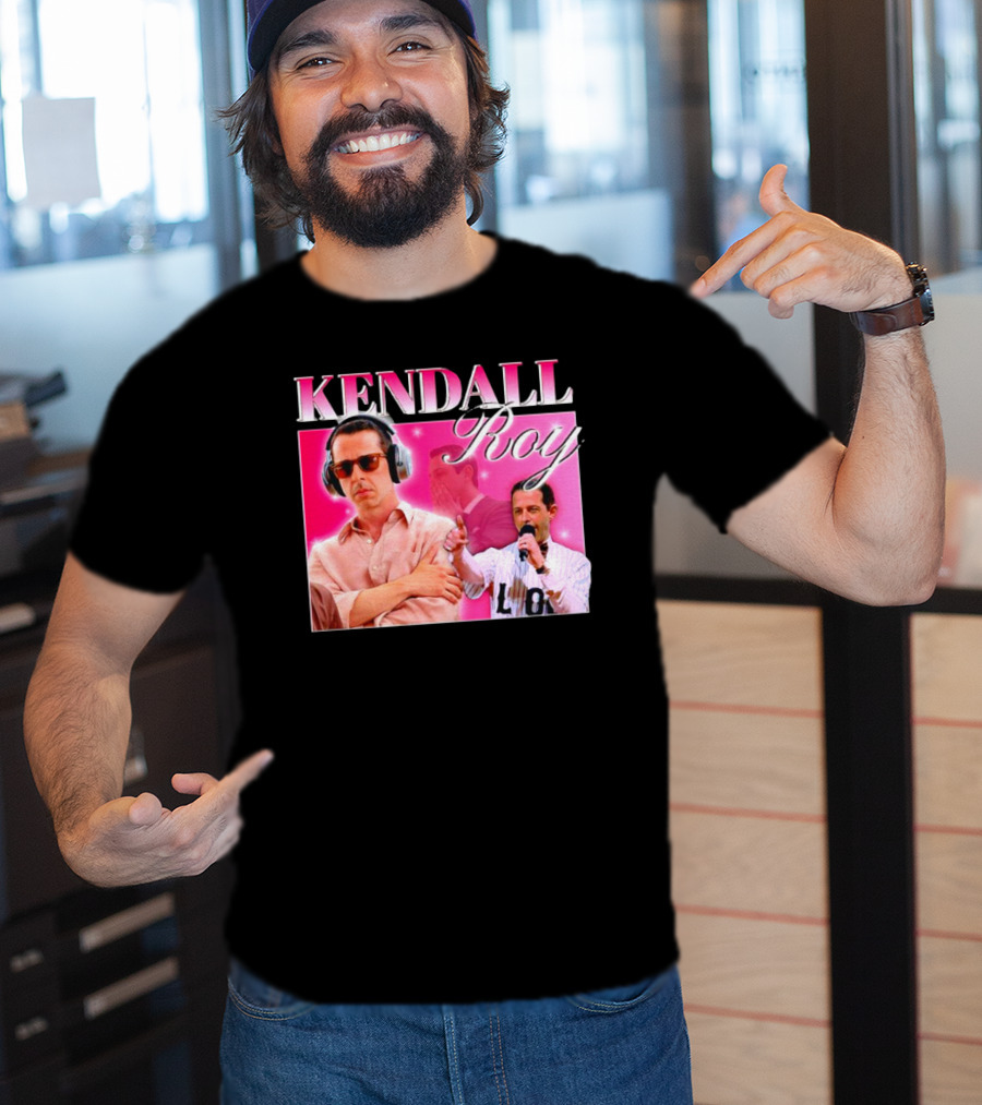 Kendall Roy Vintage Homage Pink Background Music And Microphone T-Shirt