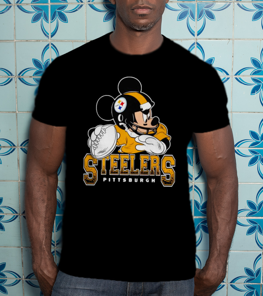 Pittsburgh Steelers Mickey Mouse NFL Football Quarterback T-Shirt