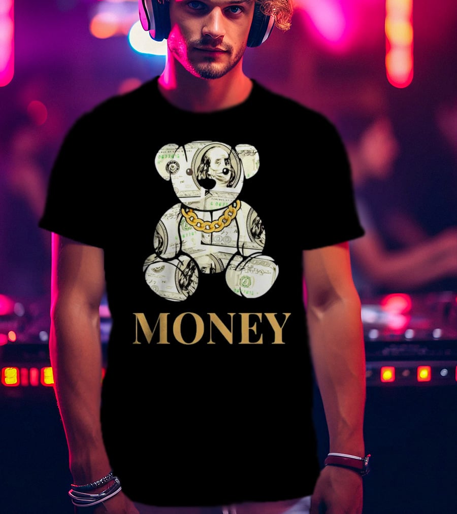 Money Dollar Bear With Gold Chain T-Shirt