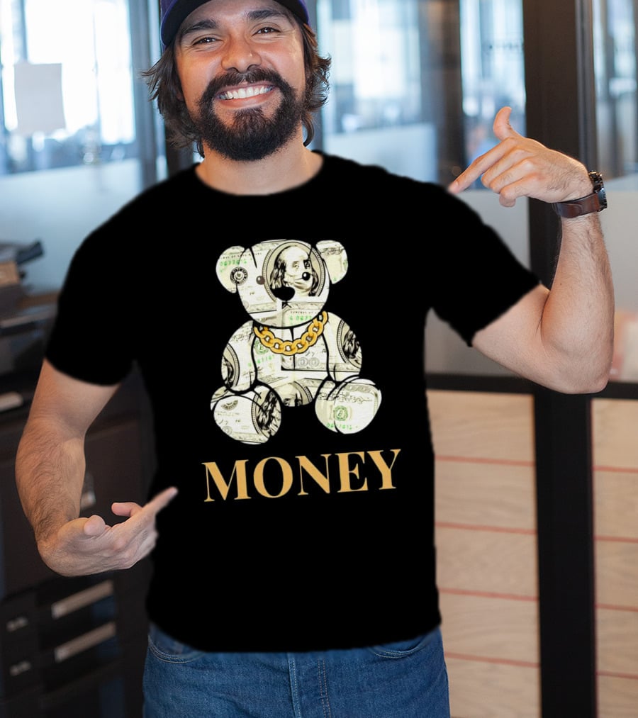 Money Dollar Bear With Gold Chain T-Shirt