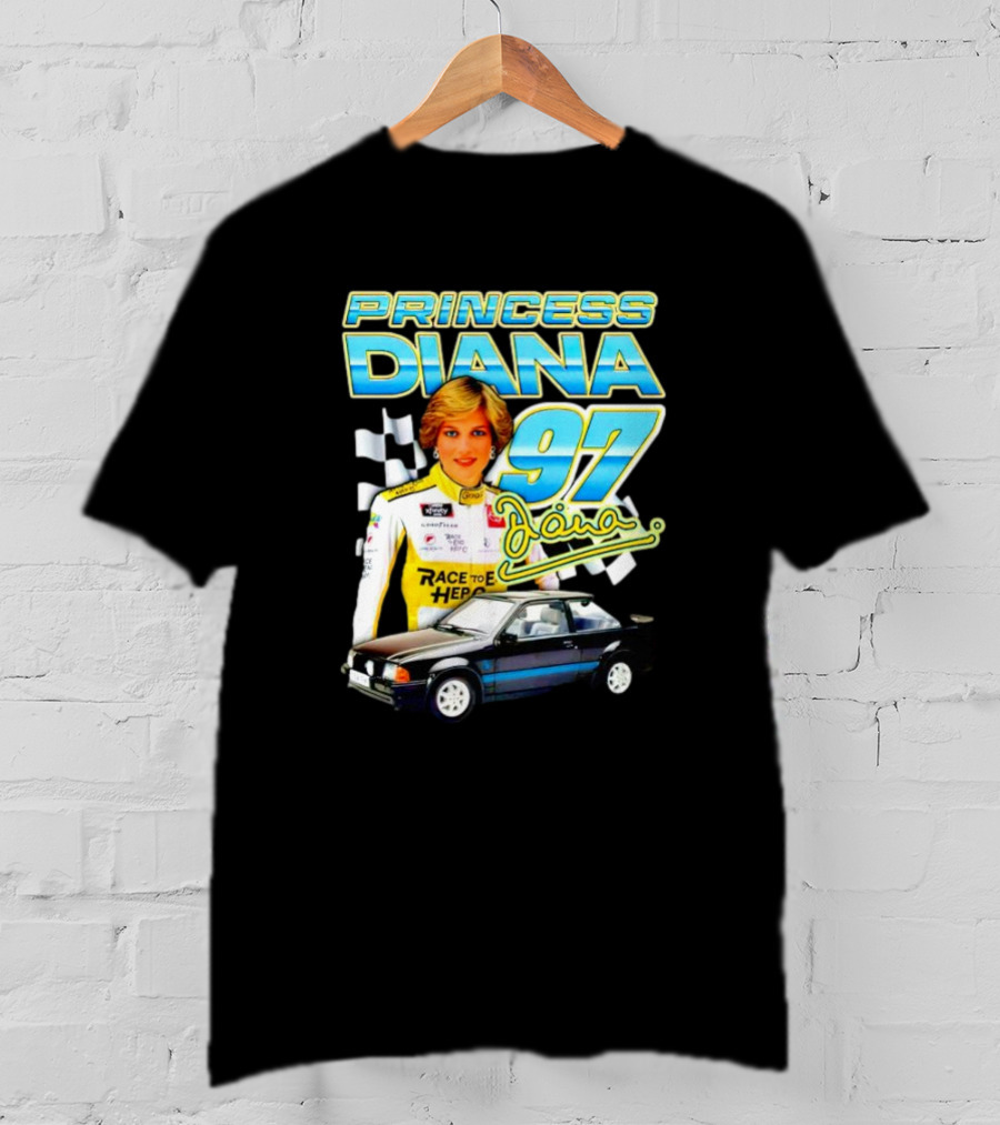 Princess Diana Race To Hero 97 Racing Diana Car Checkered Flags T-Shirt