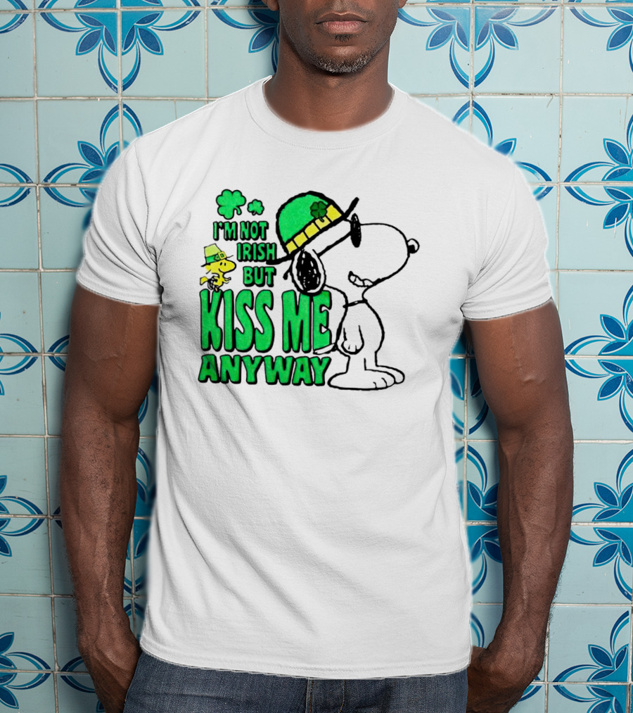 Snoopy Woodstock I'm Not Irish But Kiss Me Anyway St Patrick's Day T-Shirt