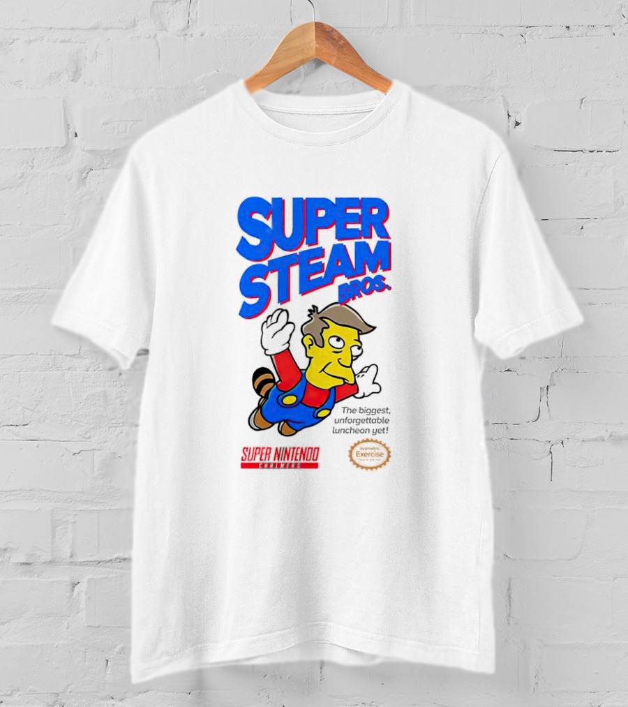 Super Steam Bros Super Nintendo Exercise Lunch Jeff T-Shirt