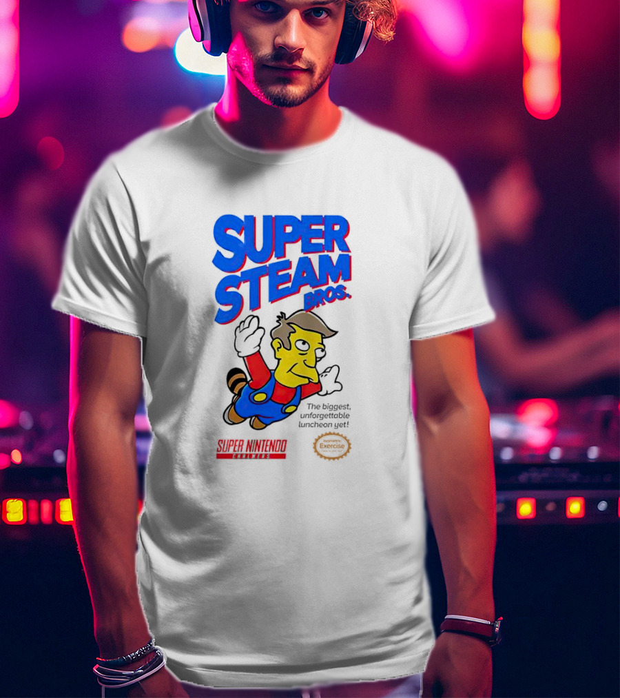 Super Steam Bros Super Nintendo Exercise Lunch Jeff T-Shirt