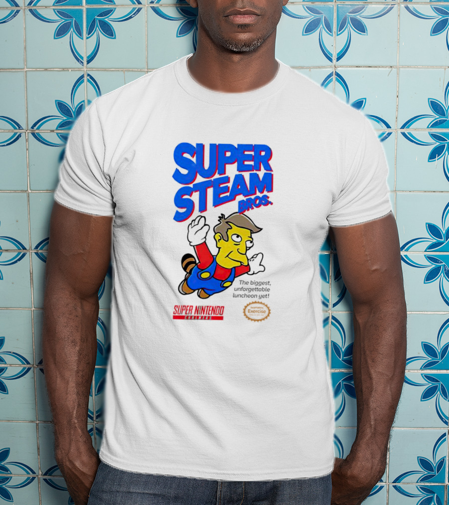 Super Steam Bros Super Nintendo Exercise Lunch Jeff T-Shirt