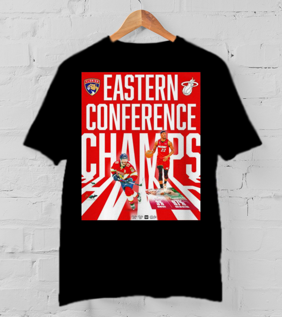 Florida Panthers And Miami Heat Eastern Conference Champs 91 Percent Win Rate T-Shirt
