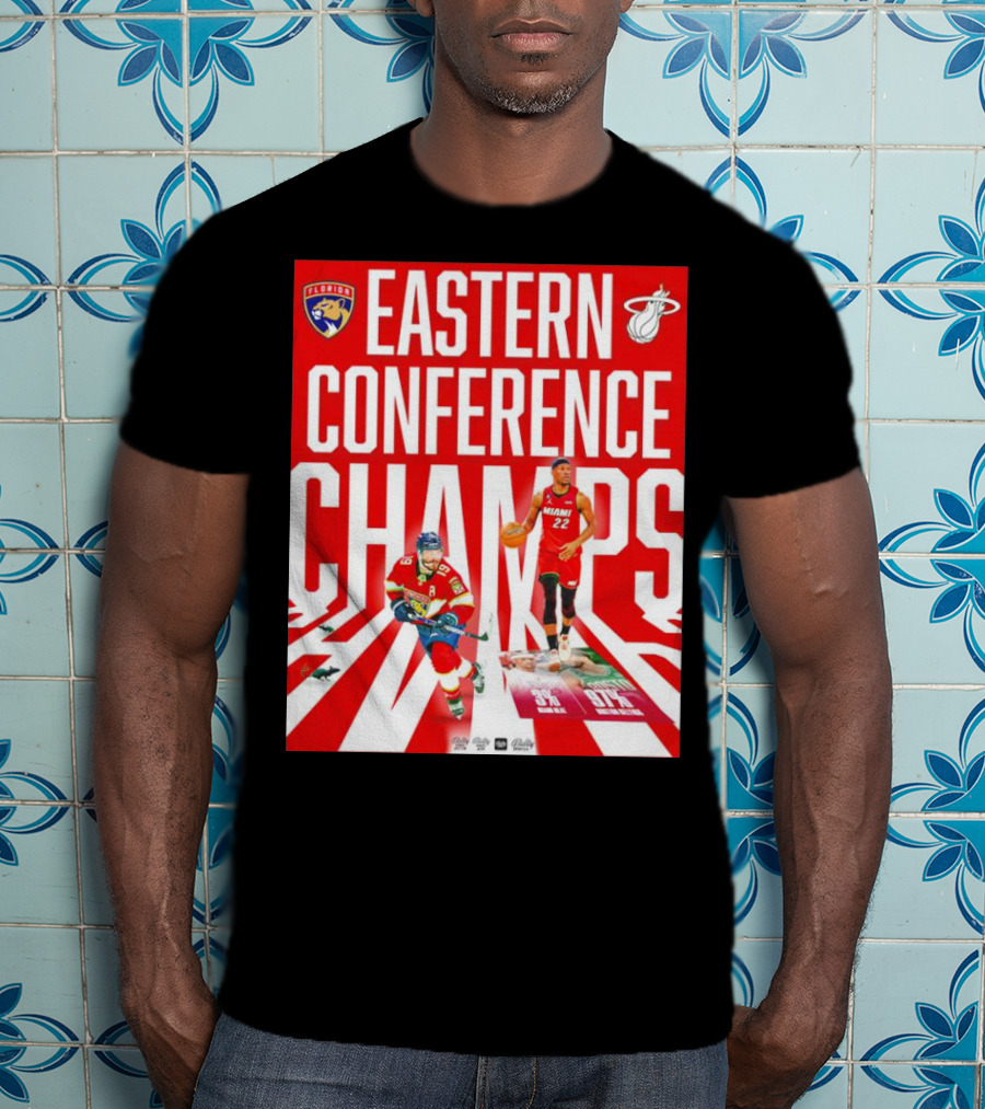 Florida Panthers And Miami Heat Eastern Conference Champs 91 Percent Win Rate T-Shirt