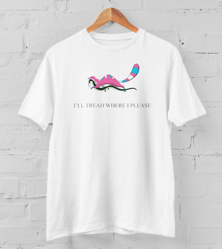Trans I'll Tread Where I Please Dinosaur Transgender Colors T-Shirt