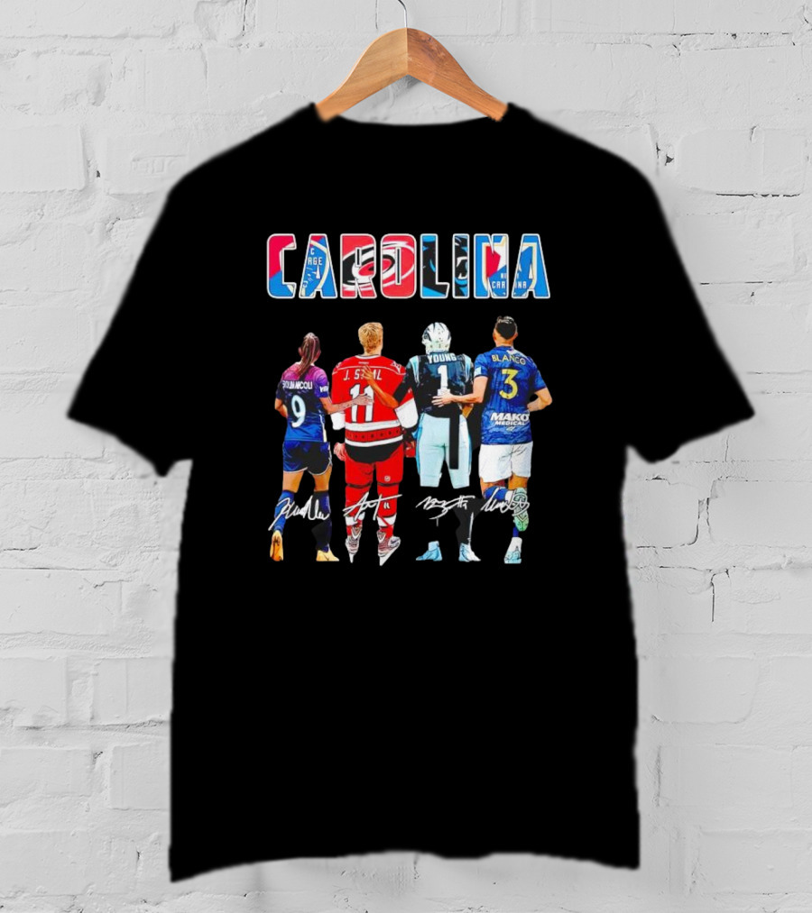 Carolina Football And Soccer Players Kerolin Nicoli J. Staal Bryce Young Nelson Flores Blanco Signatures T-Shirt