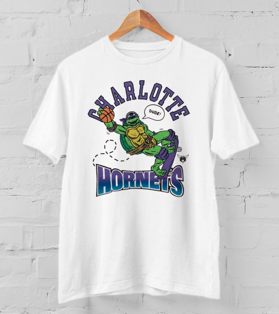 Charlotte Hornets Donatello Basketball Skateboard Dude T-Shirt