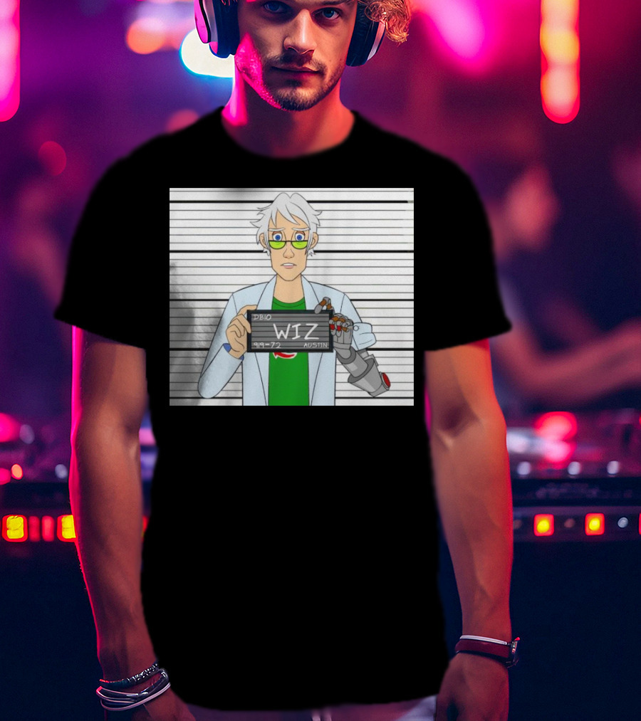 DB10 Wiz 919 72 Austin Scientist Character With Robotic Arm T-Shirt