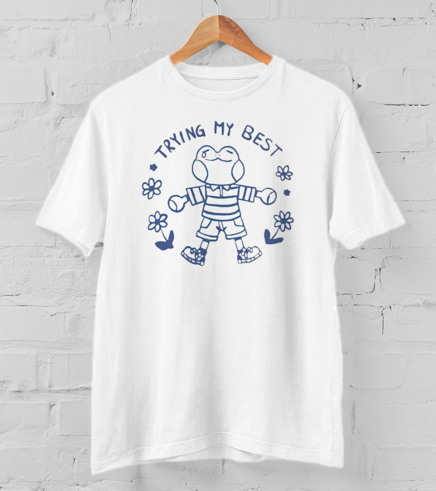 Frog Trying My Best Cute Floral Froggy Motivation T-Shirt