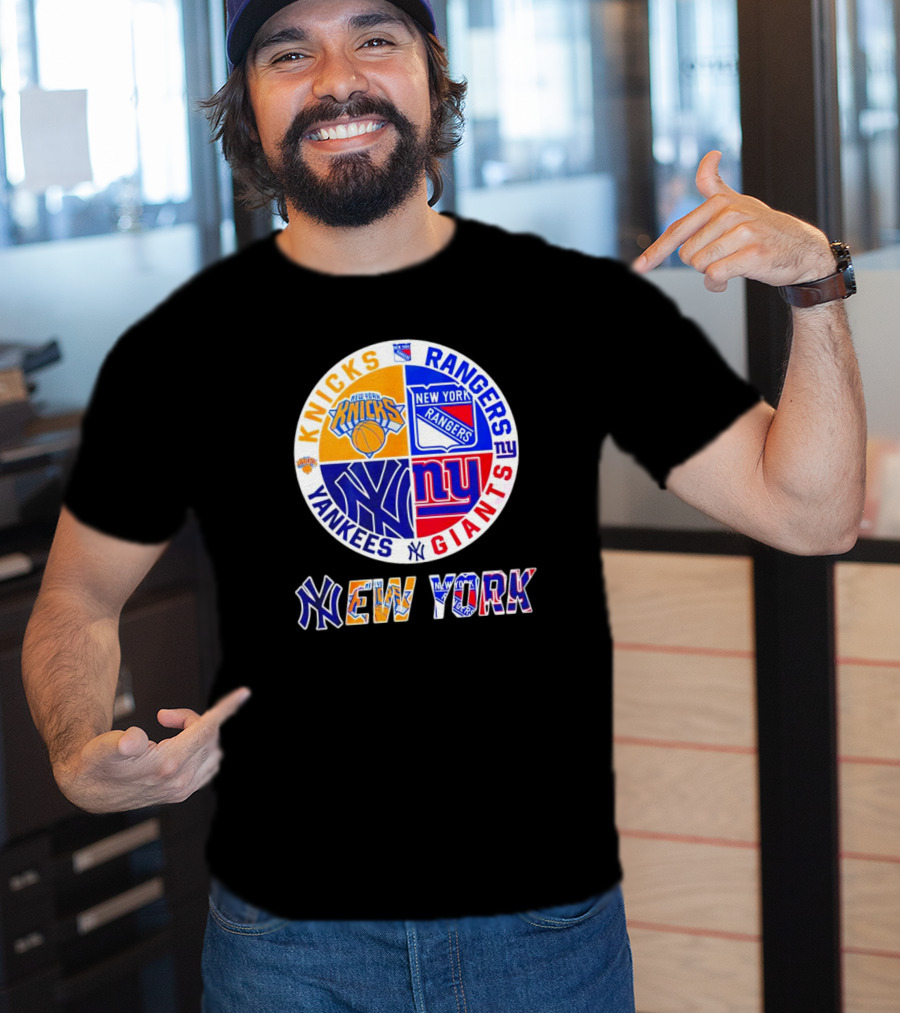 Knicks Rangers Yankees Giants New York Sports Logos Collection T-Shirt